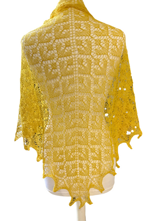 Hand Dyed 2 ply Lace Geelong Merino Shawl - Cobweb Weight in Yellow