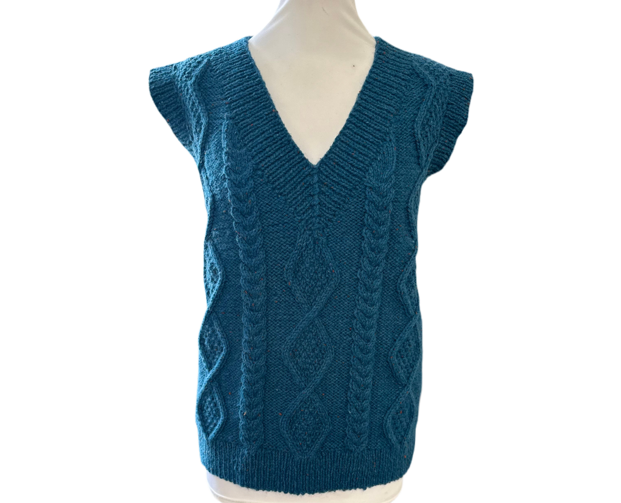 Hand Knitted Vest in Kingfisher