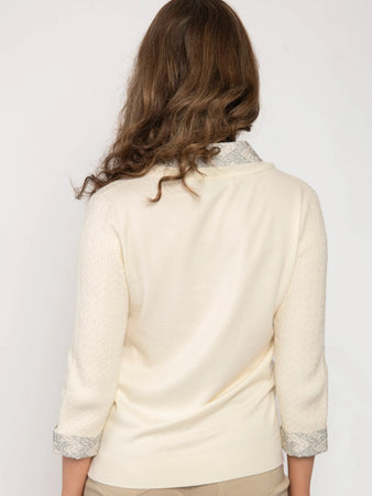 V Neck Jumper With Blouse