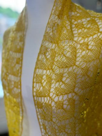 Hand Dyed 2 ply Lace Geelong Merino Shawl - Cobweb Weight in Yellow