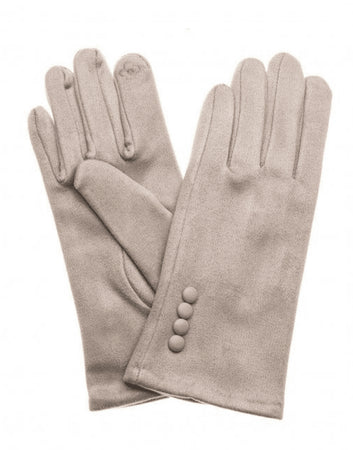 Faux Suede TOUCHSCREEN BUTTON GLOVES