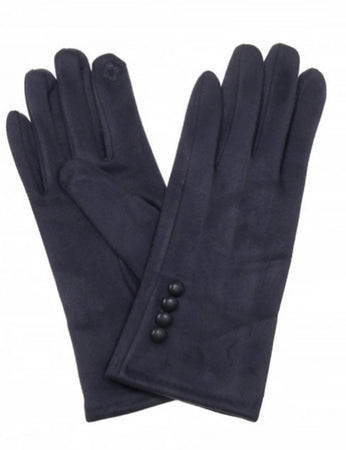 Faux Suede TOUCHSCREEN BUTTON GLOVES