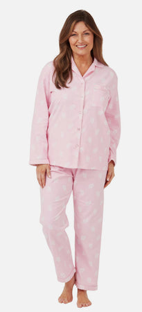 100% Brushed Cotton Pyjamas Blue/Pink