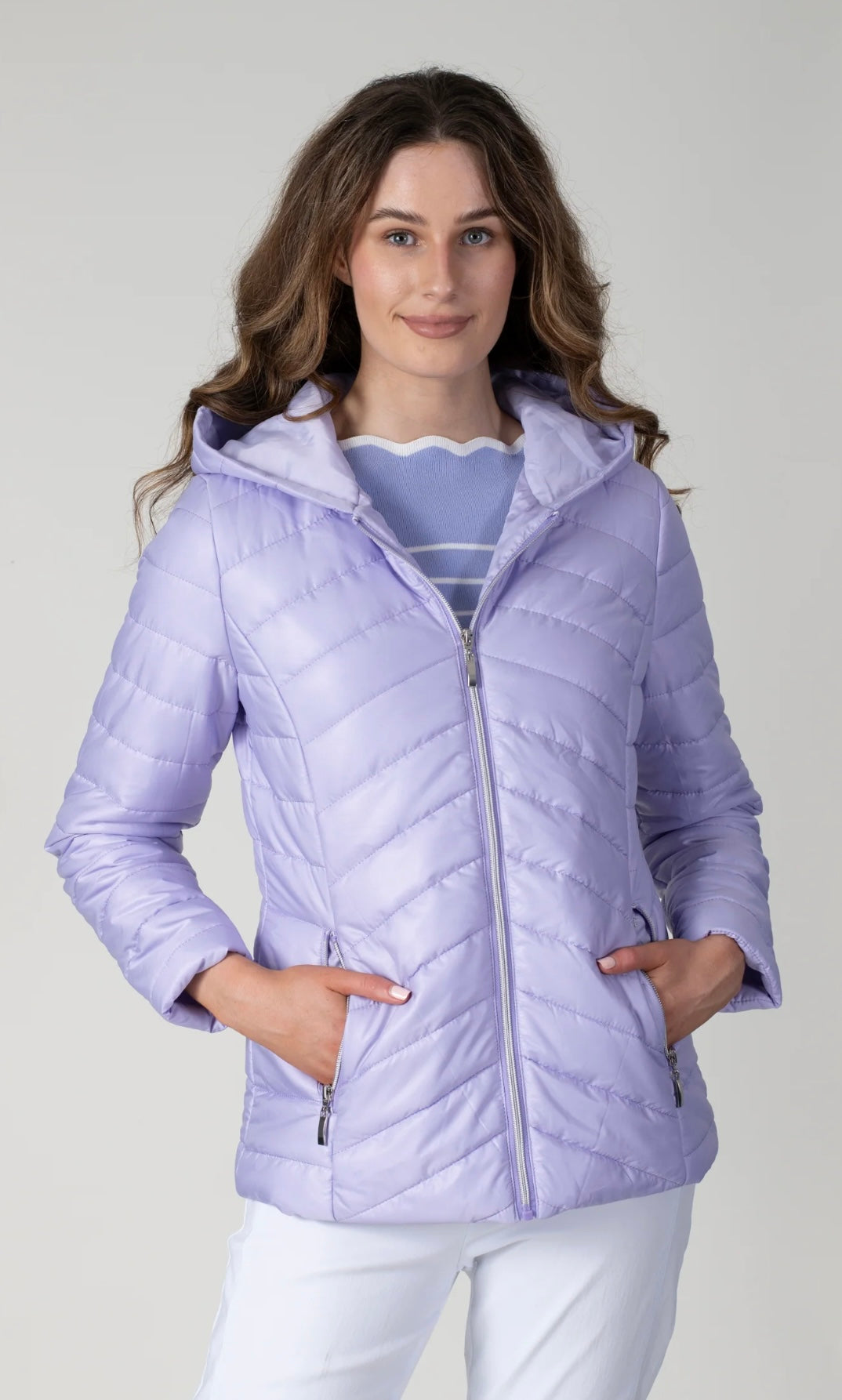 LILAC DIAGONAL QUILTED JACKET - 27067-072