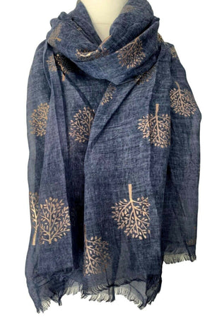 Tree Of Life Metallic Foil Scarf