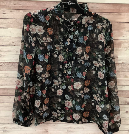 Pie Crust Collar Pin Floral Blouse