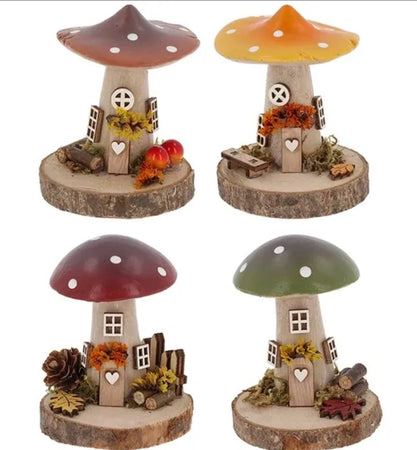 Folk Art Xmas Mushroom Cottage Small