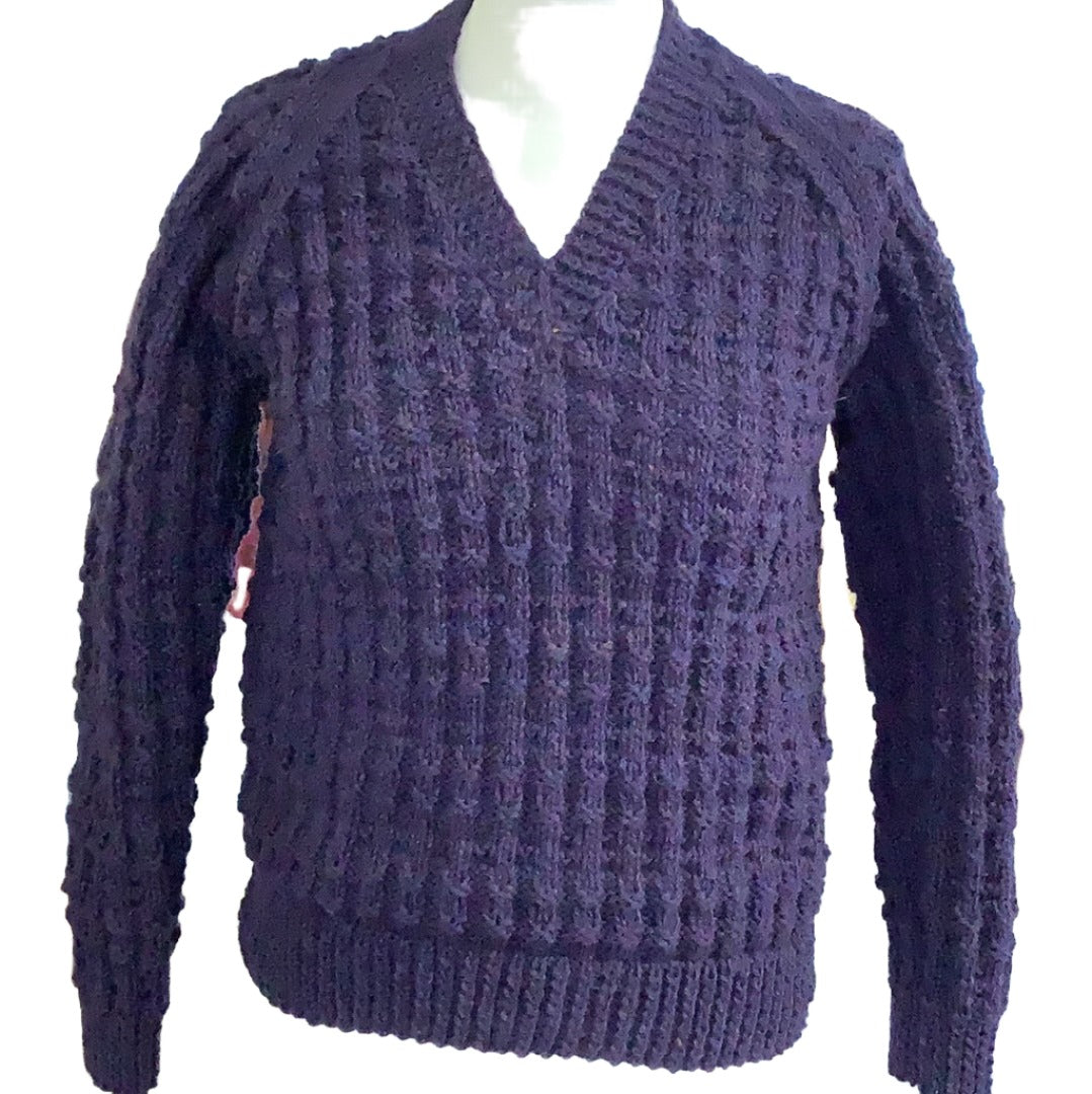 New Lanark Knitted V-Neck Aran Jumper